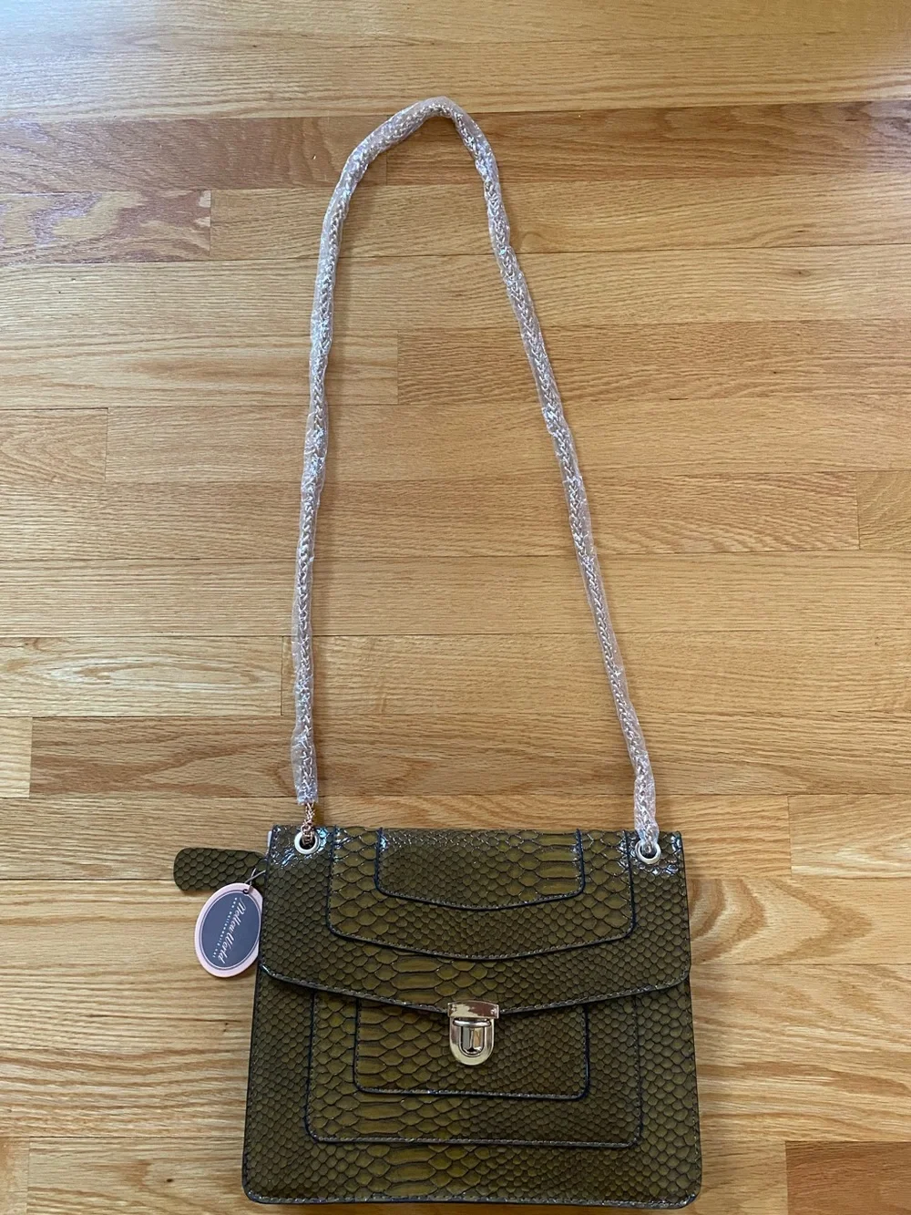 Mellow World Faux Snakeskin Brown Shoulder Bag / Crossbody with Gold Hardware